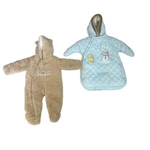 Disney Baby Winnie the Pooh Bunting Snowsuit Lot 0-9M 6-12M Winter Bundle Coat